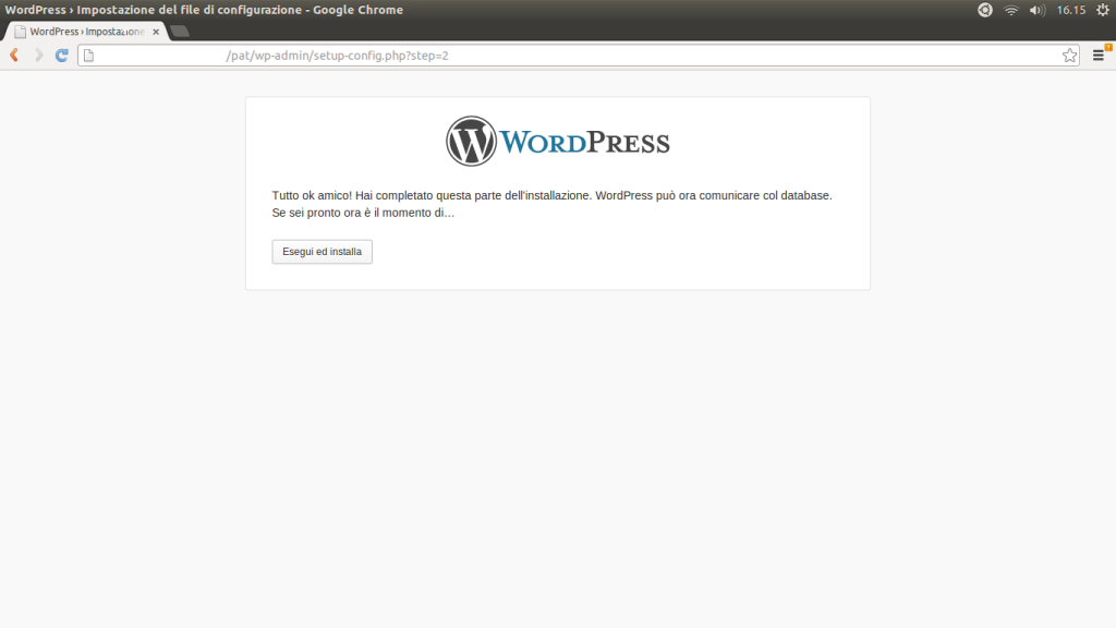 Ok installazione WordPress final step 1